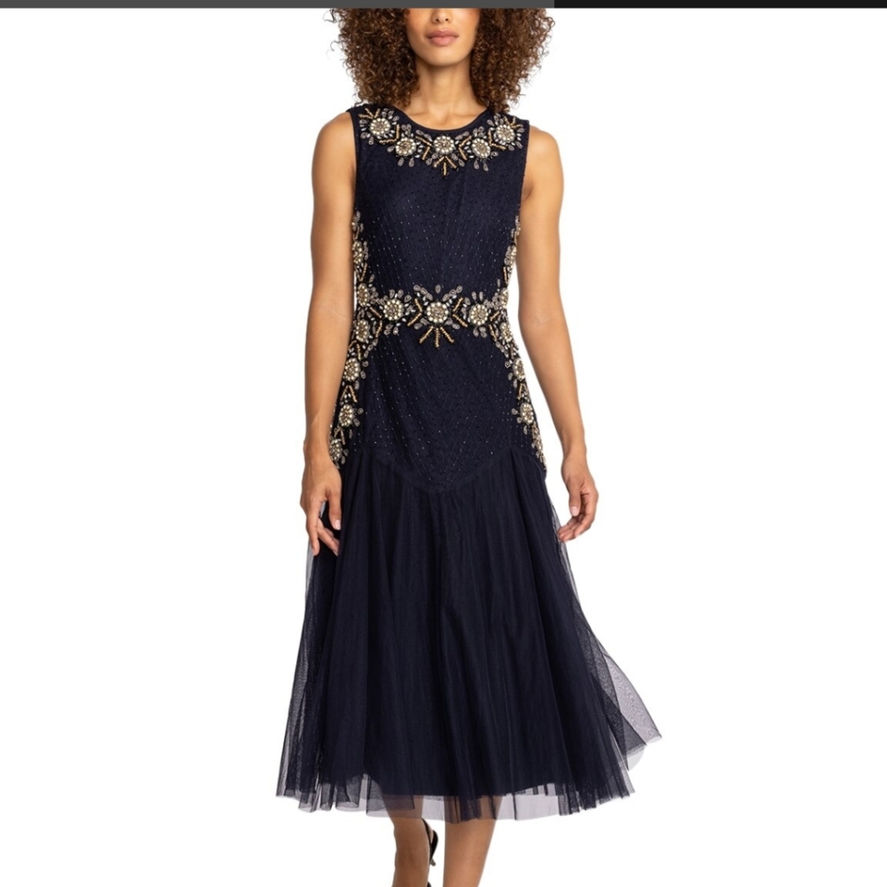 Elegant Navy Blue Embellished Dress 14